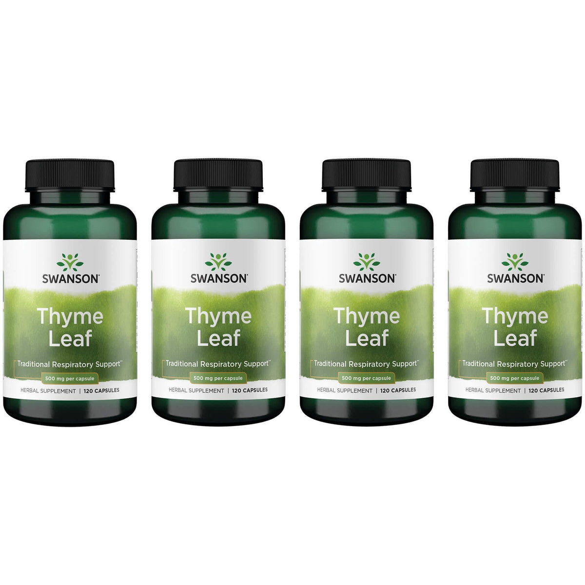 Swanson Thyme Leaf - Herbal Supplement Supporting Respiratory System Health - Natural Formula Aiding Digestive System Health - (120 Capsules, 500mg Each) (4 Pack)