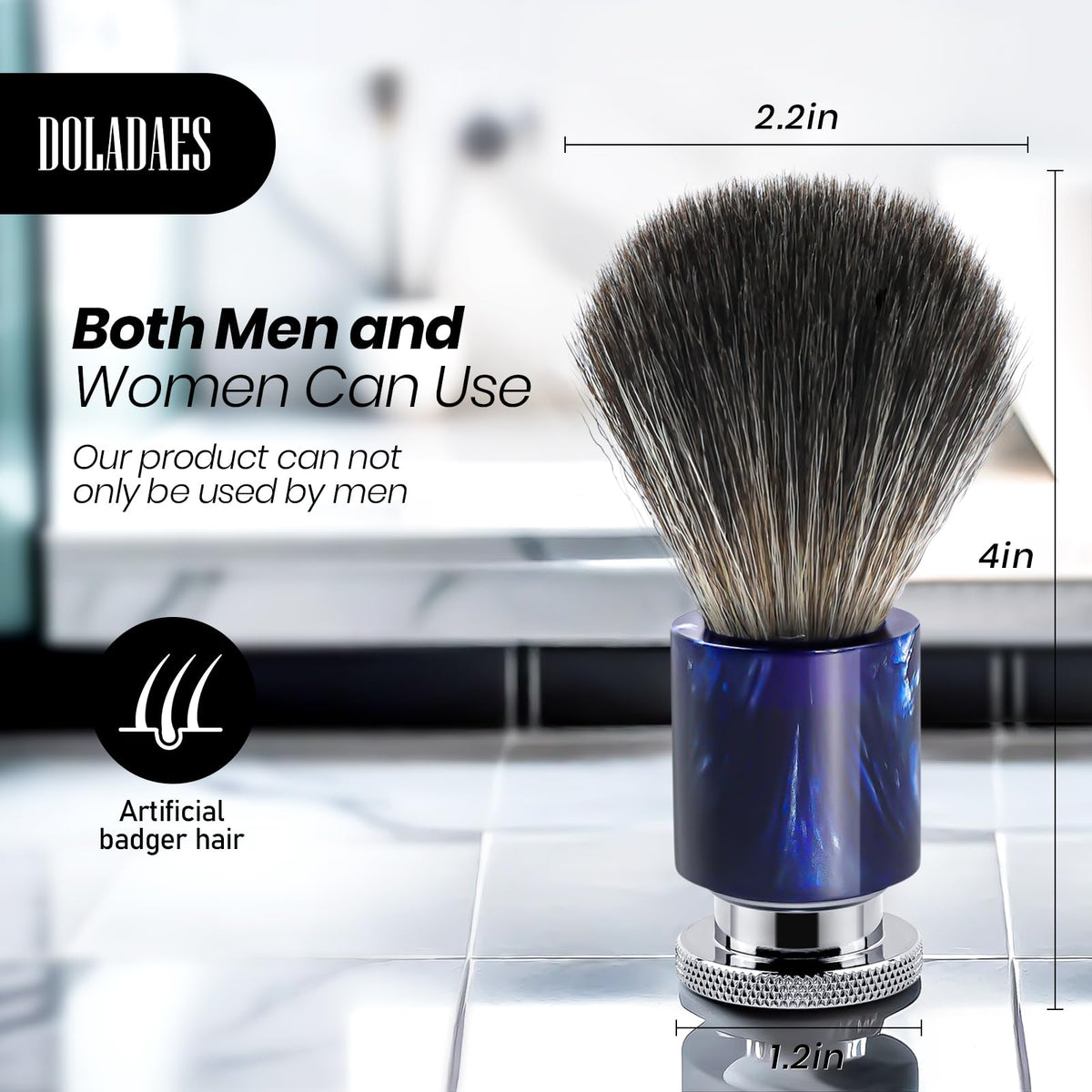 Doladaes Shaving Brush for Men, Shave Brush soft and dense, Stainless Steel Handle,Ultra-Strong Nut Structure,Minimal Shedding, Fast Lather,The best shave of your life! Blue Pearl