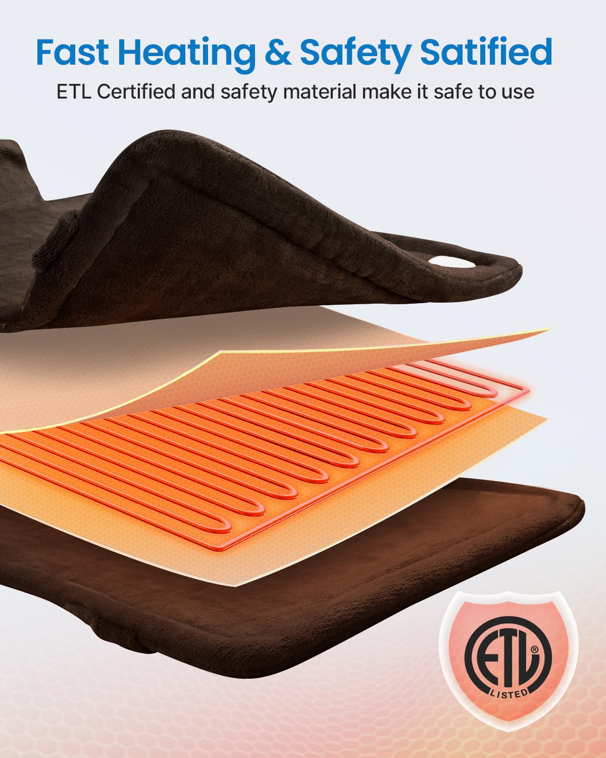 RENPHO King Size Heating Pad for Back, Fathers Day Dad Gifts & Birthday Gifts for Husband, FSA Eligible, 24"x37" XL Large Weighted Electric Heat Pad for Neck and Shoulders, ETL Certified, Dark Brown