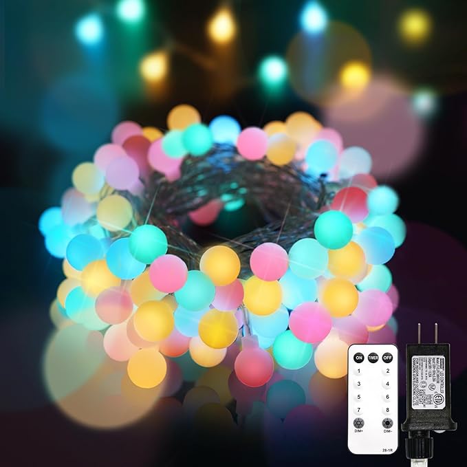 suddus Pastel Easter String Lights, 66ft 200 Led Connectable Globe String Lights Indoor with Timer, Fairy Lights Plug in for Mantle, Tree, Bedroom, Party, Room, Classroom, Patio, Outdoor Decoration