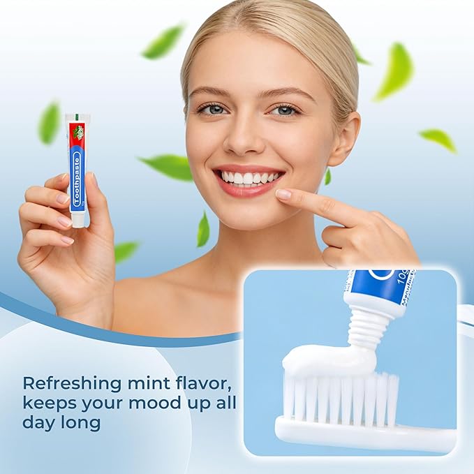 Travel Toothpaste Bulk, 10g/0.35oz Red & Blue Disposable Toothpaste Suitable for Hotels, Camping, Guests, Homeless Individuals, Charities (200-PACK)