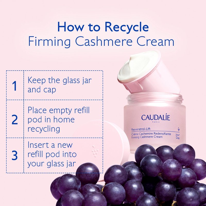 Caudalie Resveratrol-Lift Retinol Alternative Firming Cashmere Cream, Anti-Aging Moisturizer with Resveratrol, Hyaluronic Acid & Vegan Collagen, Refillable Jar - 50 mL