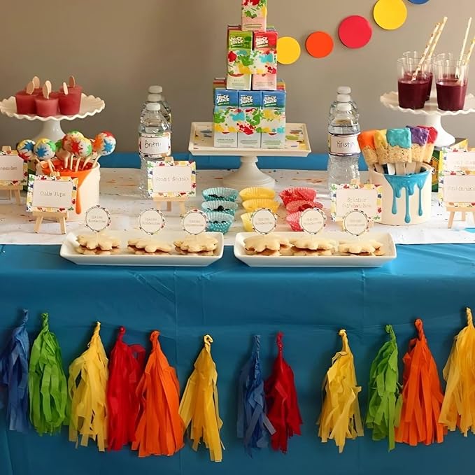 Vibrant Rainbow Tissue Tassel Garland - 9 ft. (Pack of 3) - Eye-catching Paper Tassels, Bright & Unique Decoration - Perfect Party Decor