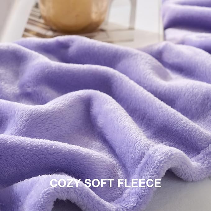 Hansleep Fleece Lilac Full Blanket, Super Soft Flannel Fuzzy Plush Cozy Blanket for All Seasons, Lilac, Full 84x90 Inches