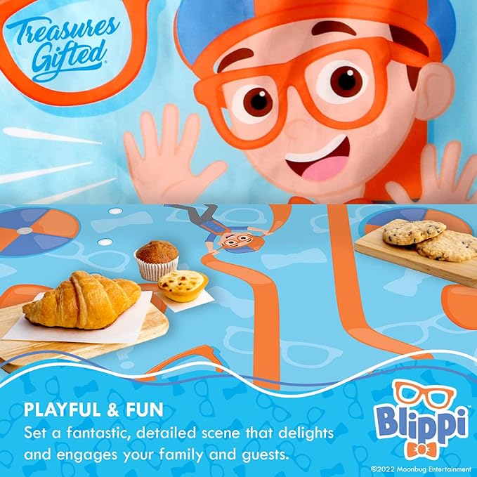 Treasures Gifted Officially Licensed Blippi Birthday Party Supplies - Pack of 3 - Large Rectangular Blippi Tablecloth 54in x 108in - Blippi Party Decorations for Tabletop - Happy Birthday Tablecloth