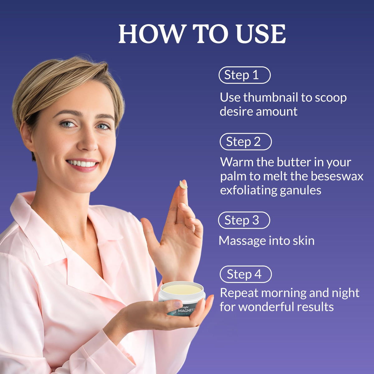Full Eight Magnesium Body Butter – New Improved Formula, Quick Ease for Tensed Legs, Tight Muscles & Sleep, Organic Ingredients with Pure Magnesium Oil, Topical Cream, 8oz