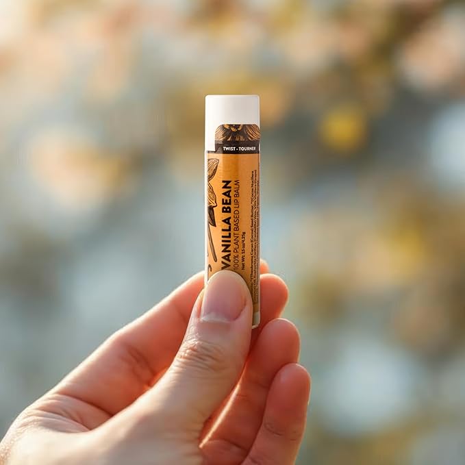 Crate 61 Lip Balm - Vanilla Bean – Plastic-Free Plant Pod® Tube – Made with USDA Organic Ingredients & Fair Trade Vanilla – Natural, Moisturizing Lip Care for Dry Lips – Safe for Men, Women & Kids