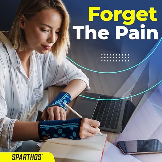 Sparthos Wrist Support Sleeves (Pair) - Medical Compression for Carpal Tunnel and Wrist Pain Relief - Wrist Brace for Men and Women (X-Large, Cobalt Blue)