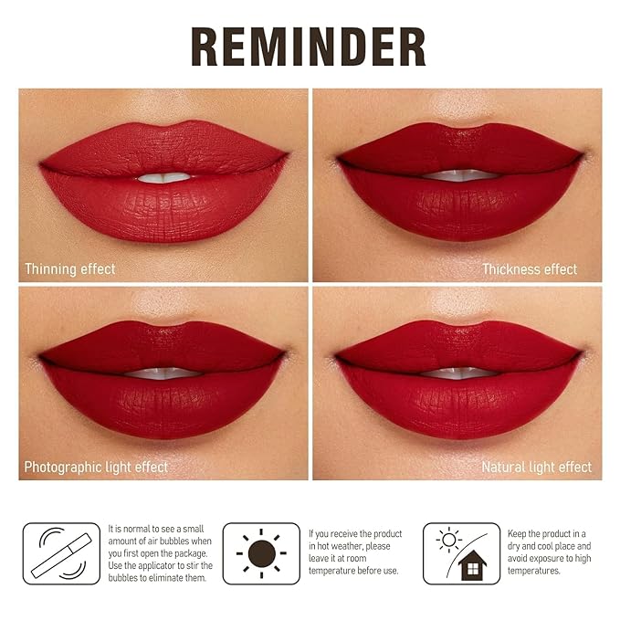 MAKI YIKA Red Lipstick Set for Women Color Stay Long Lasting Lipsticks Nude Red Pink Lipstick Transferproof Cruelty-Free Lip Color |Nude/DarkRed/HotPink
