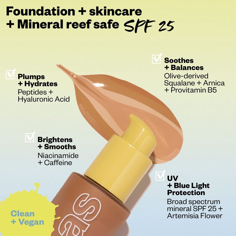 Kosas Revealer Liquid Foundation SPF 25 – Medium Buildable Coverage, Hydrating Natural Glow Finish, Medium Deep Warm 350
