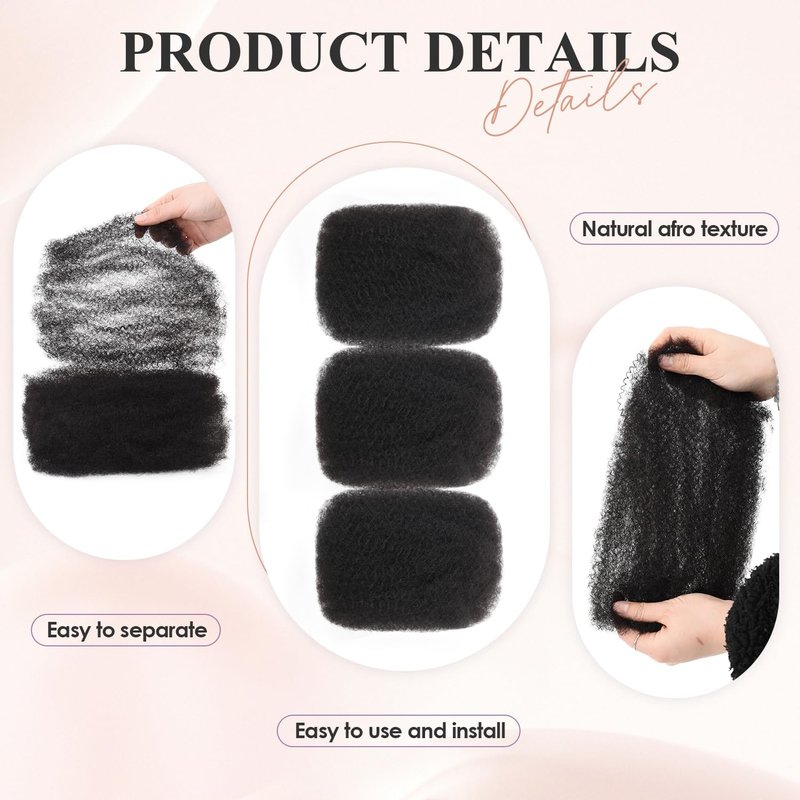 Teresa Afro Kinkys Bulk Human Hair For Twists, Afro Kinky-Curly Human Hair Bulk For Dreadlocks Extensions,Bulk Human Braiding Hair Afro Kinky Twist Extensions Natural And Soft (14 Inch, 30g/Pack)