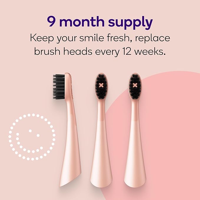BURST Replacement Heads for Curve Sonic Electric Toothbrush (3 Pack/Rose Gold)