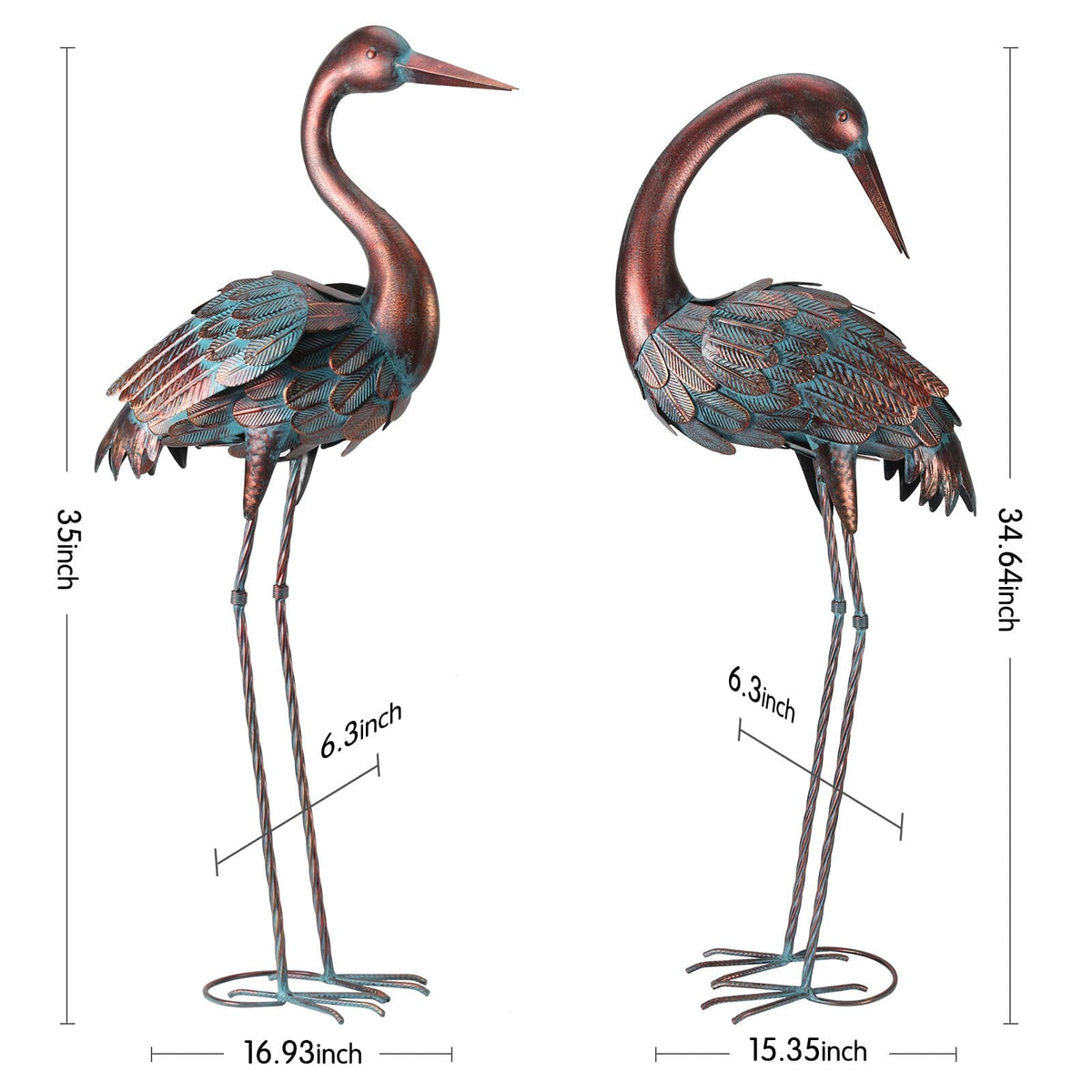 chisheen Crane Garden Statues Outdoor Yard Decorations Metal Heron Yard Art Bird Sculpture Decor for Outside Lawn Patio Large Size, for Women Mom,Set of 2