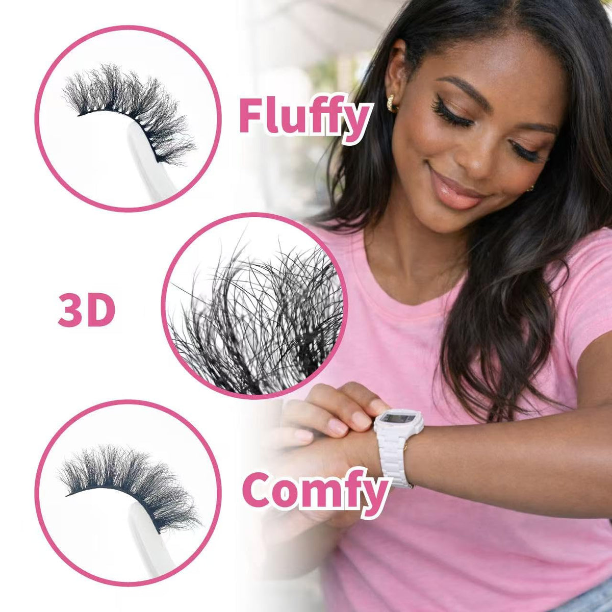 Ultra Fine Ultra Soft 3D Cluster False Lashes - 7 Pairs Natural Cat Eye/Fox Eye Eyelashes, 10-18mm Fluffy Individual Lashes for All Eyes Shapes, Low-Carbon Material Comfortable All-Day Wear