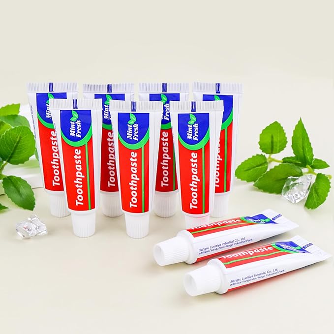 10 pcs Travel Size Toothpaste Bulk, 0.88oz/25 Grams Small Toothpaste Travel Size Bulk 4x1.4 inches Mint Mini Disposable for Hotel,Guests,Homeless,Charity