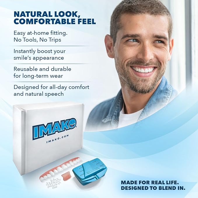 Imako Premium Cosmetic Uppers - 1 Pack - Small, Natural White - DIY Smile Makeover - Made in USA