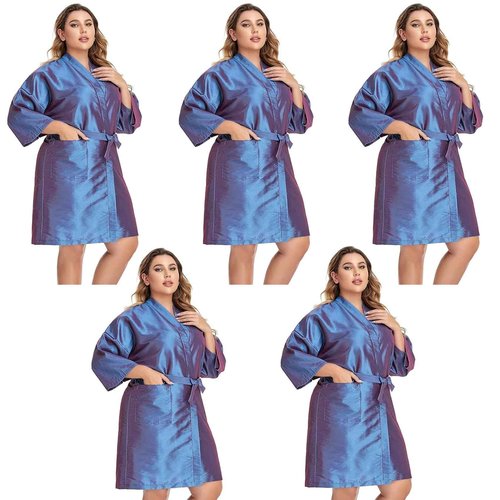 PERFEHAIR Salon Client Gown Cape, Pack of 5, Hairdressing Gown Smock Robes for Hair Stylist to Hair Cutting, Hair Coloring, Makeup-Purple