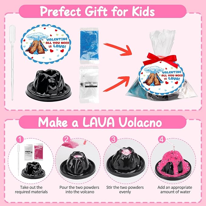 24Pack Erupting Volcano Science Kit Birthday Party Favors Goodie Bags Easter Basket Stuffers for Kids 4-8 8-12 Classroom Treasure Chest Carnival Prize Box Toys Bulk Pinata Filler Return Gifts