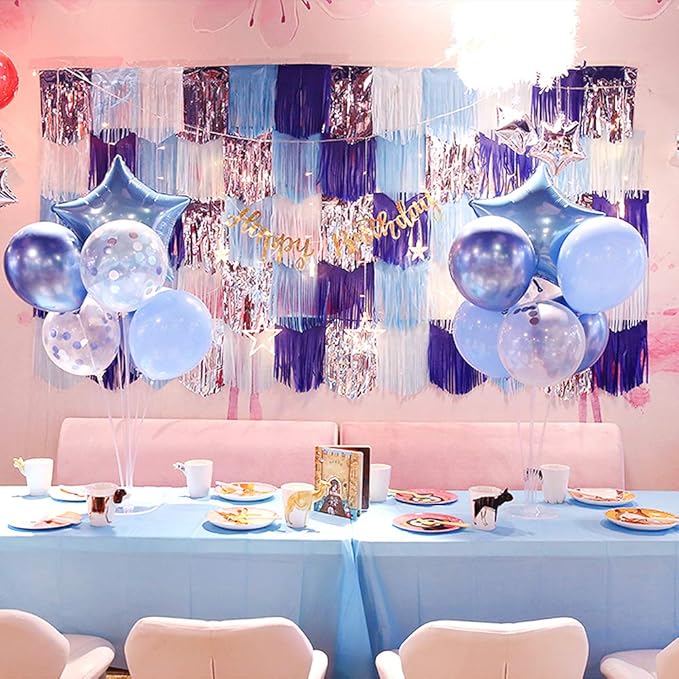 Blue Tissue Paper Tassel DIY Hanging Paper Decorations Party Garland for Parties, Weddings, Festivals, Baby Showers - 20PCS (SKY BLUE 35CM)