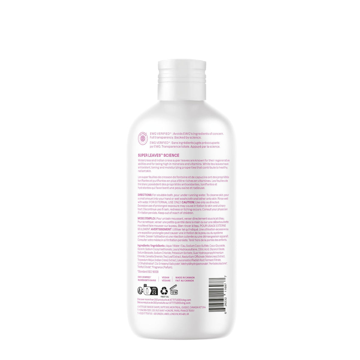 Attitude Bubble Bath, EWG Verified, Plant and Mineral-Based, Dermatologically Tested, Vegan Body Care Products, Coconut & Wild Berries, 16 Fl Oz