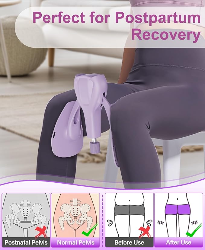 Upgraded Inner Thigh Exerciser, Kegel Exerciser, Adjustable Pelvic Floor Muscle Strengthening Exercise Devices, Hip Pelvic Trainer for Postpartum Recovery, Thigh Toner Workout Equipment