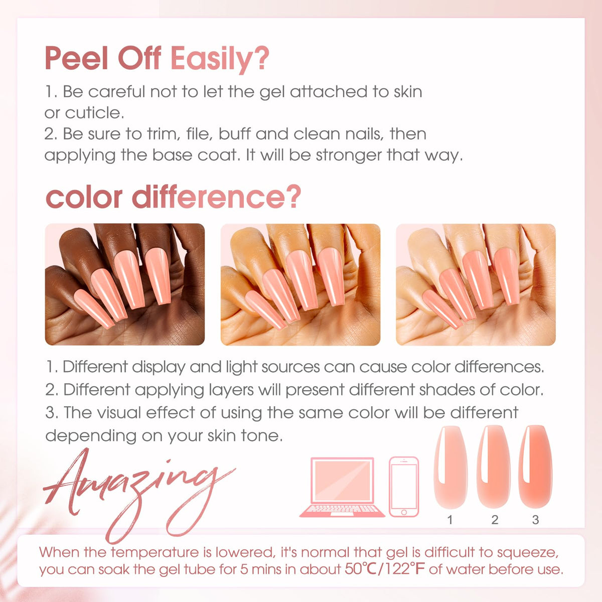 ROSALIND 12PCS Pink Brown Christmas Poly Nail Gel Kit with Mini Nail Lamp White Glitter Pink Poly Extension Gel Set 0.34oz/10ml with Slip Solution Basic Tools for Beginners with Everything