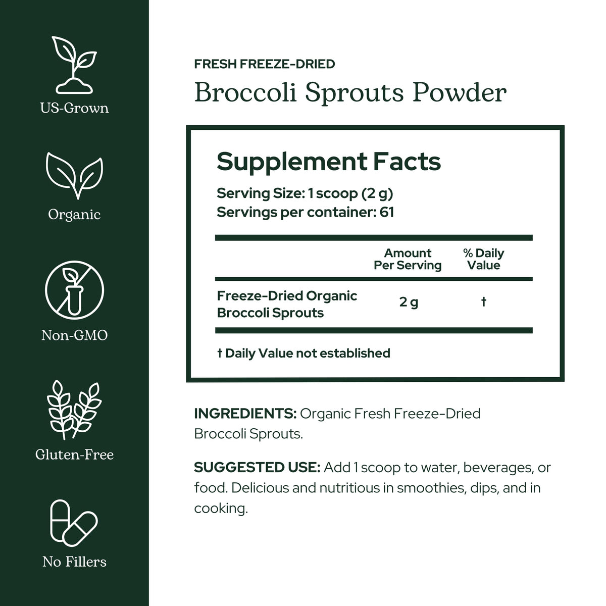 Eclectic Herb - Broccoli Sprouts Powder Nutritional Supplement | Vitamins + Minerals | Antioxidants & Immune | Superfood Powder + Daily Greens Drink Mix | USDA Organic, Non-GMO, Vegan (4.3 oz | 122 g)