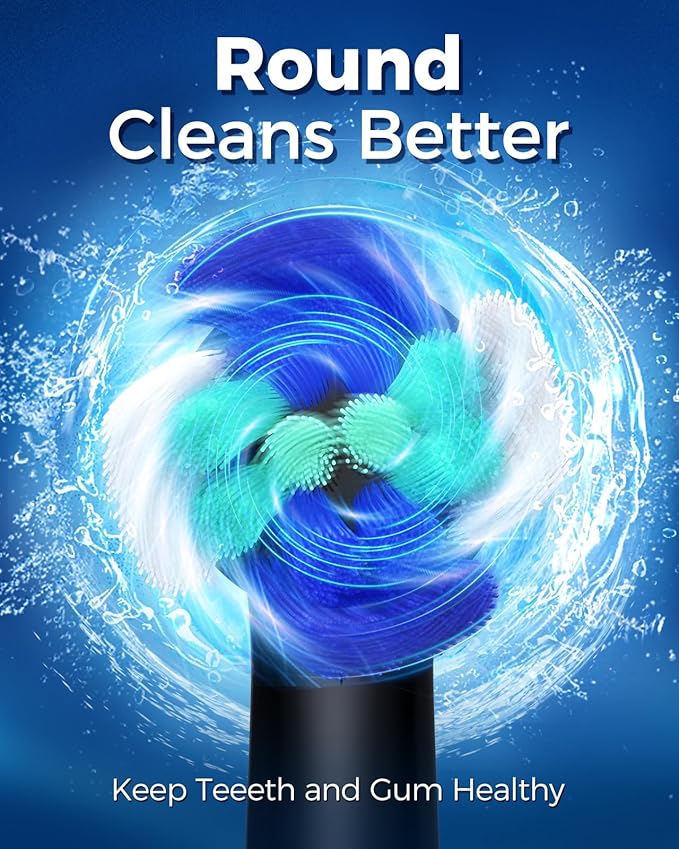 TEETHEORY Rotating Electric Toothbrush for Adults with 8 Brush Heads (2 Types), 4 Modes Deep Clean Electric Toothbrush with Rechargeable Power and 2 Min Smart Timer (1- Black, p1)