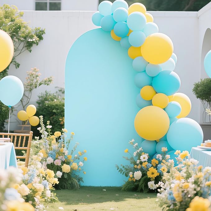 Ledido Wedding Arch Backdrop Cover 6FT Arch Covers Fitted Stretchy Spandex Round Top Stand Backdrop Cover for Wedding Banquet Ceremony Birthday Party Baby Shower Event Decoration,Light Blue