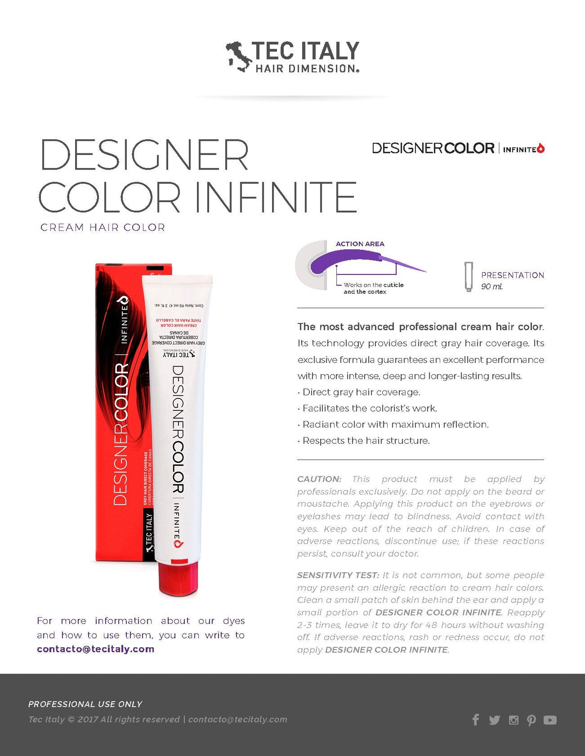 Tec Italy Designer Color Infinite - Naturales/Naturals Hair Color Tube - 3 oz (#9 - Very Light Blonde)