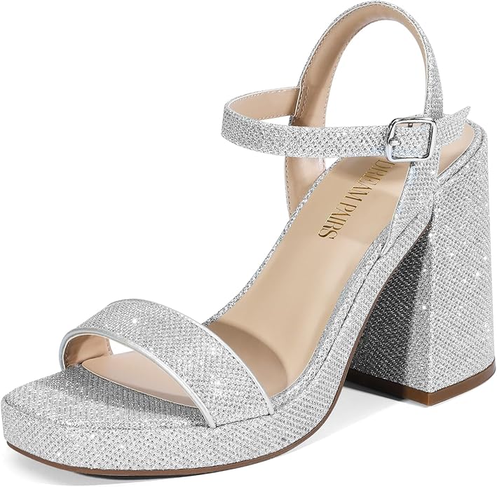 DREAM PAIRS Heels for Women Block Chunky Platform High Heels Open Toe Fashion Wedding Party Evening Prom Dance Ankle Strap Dress Pump Sandals Shoes