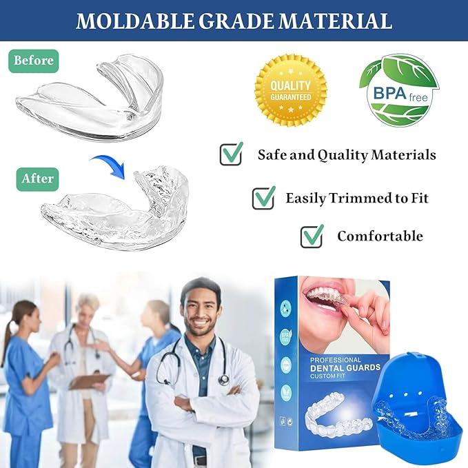 Mouth Guard for Clenching Teeth at Night, Night Guards for Teeth Grinding, Mouth Guard for Grinding Teeth at Night, Reusable Teeth Grinding Mouth Guard, Mouthguards for Grinding of Teeth (4 Piece Set)