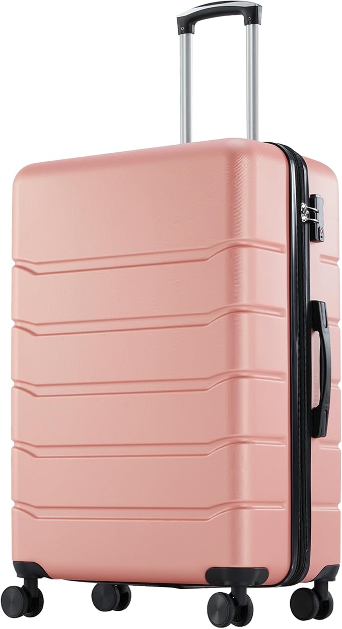OLIXIS 24 Inch Luggage, Hardside Suitcase with Spinner Wheels, Lightweight ABS Hard Shell Checked Luggage, TSA Approved Lock, Expandable Medium Suitcase for Travel & Business–Pink