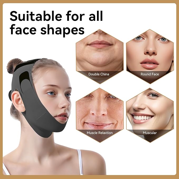 Chin Strap for Sleeping, V Line Lifting Mask & Double Chin Reducer, Reusable Material for Jawline Face Slimming, 3D Breathable and Comfortable Design