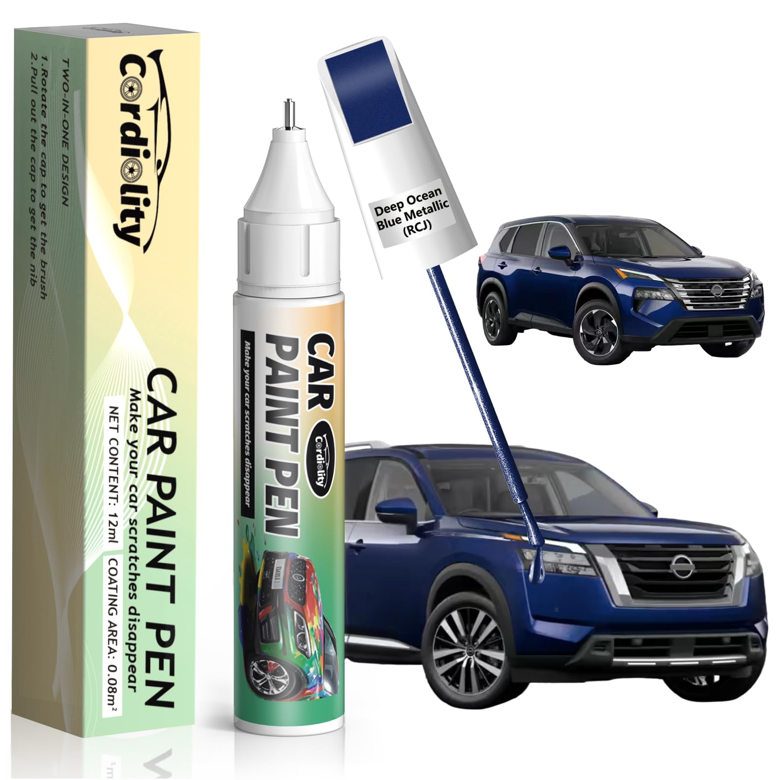 Deep Ocean Blue Metallic(Rcj) Touch Up Paint Pen For Nissan,Car Paint Scratch Repair Pen Quick And Easy Fix Auto Paint Scratch