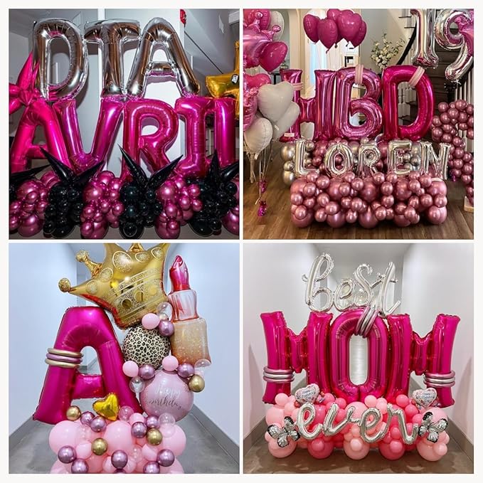 40 Inch Large Hot Pink Letter F Balloons Alphabet F Letter Balloons Foil Mylar Letter A Balloons for Birthday Party Anniversary New Year Graduation Wedding