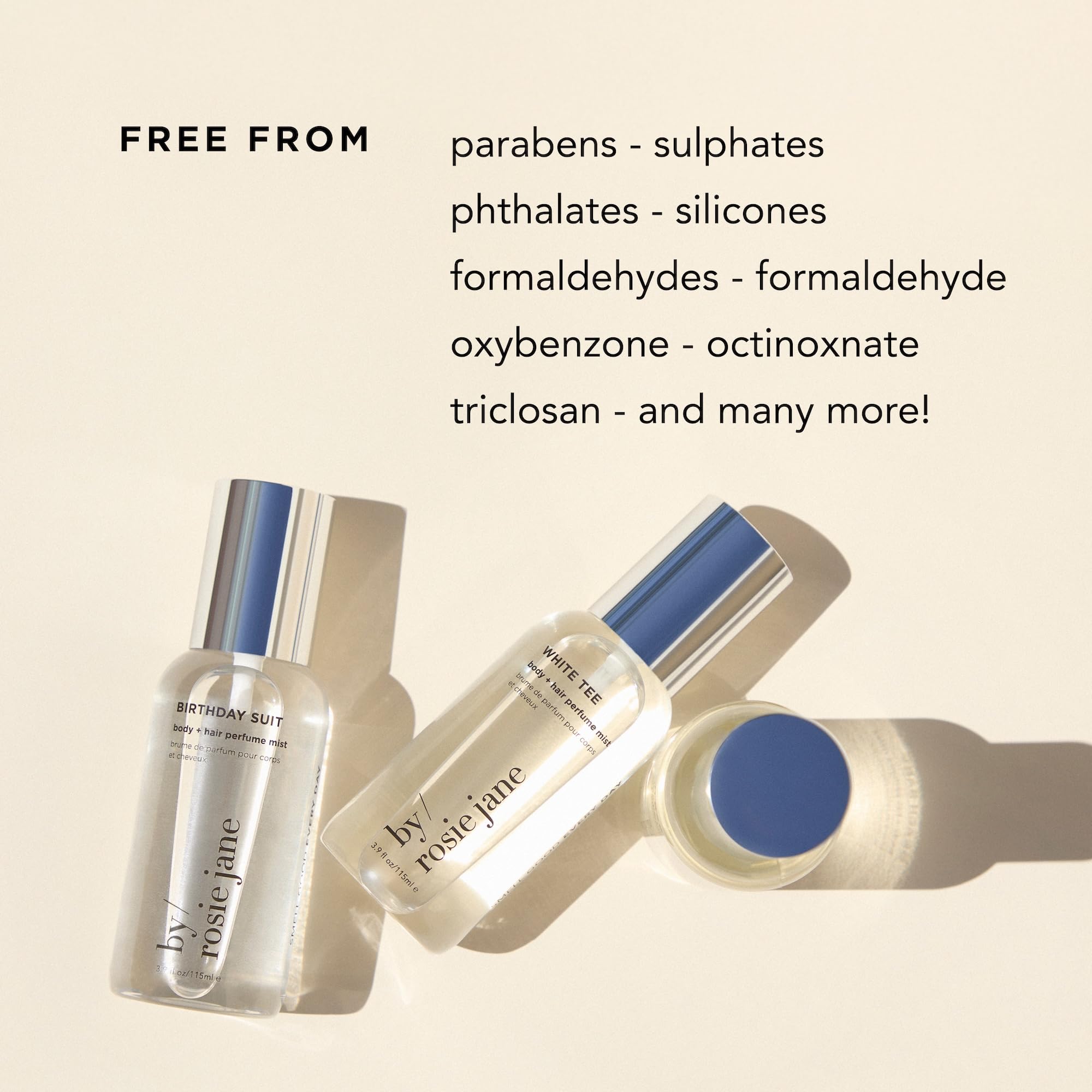 By Rosie Jane Body & Hair Perfume Mist (Birthday Suit) - Clean Hair & Body Mist for Women - With Notes of Tangerine Water, Sweet Apply & Lemon Blossom (115ml)