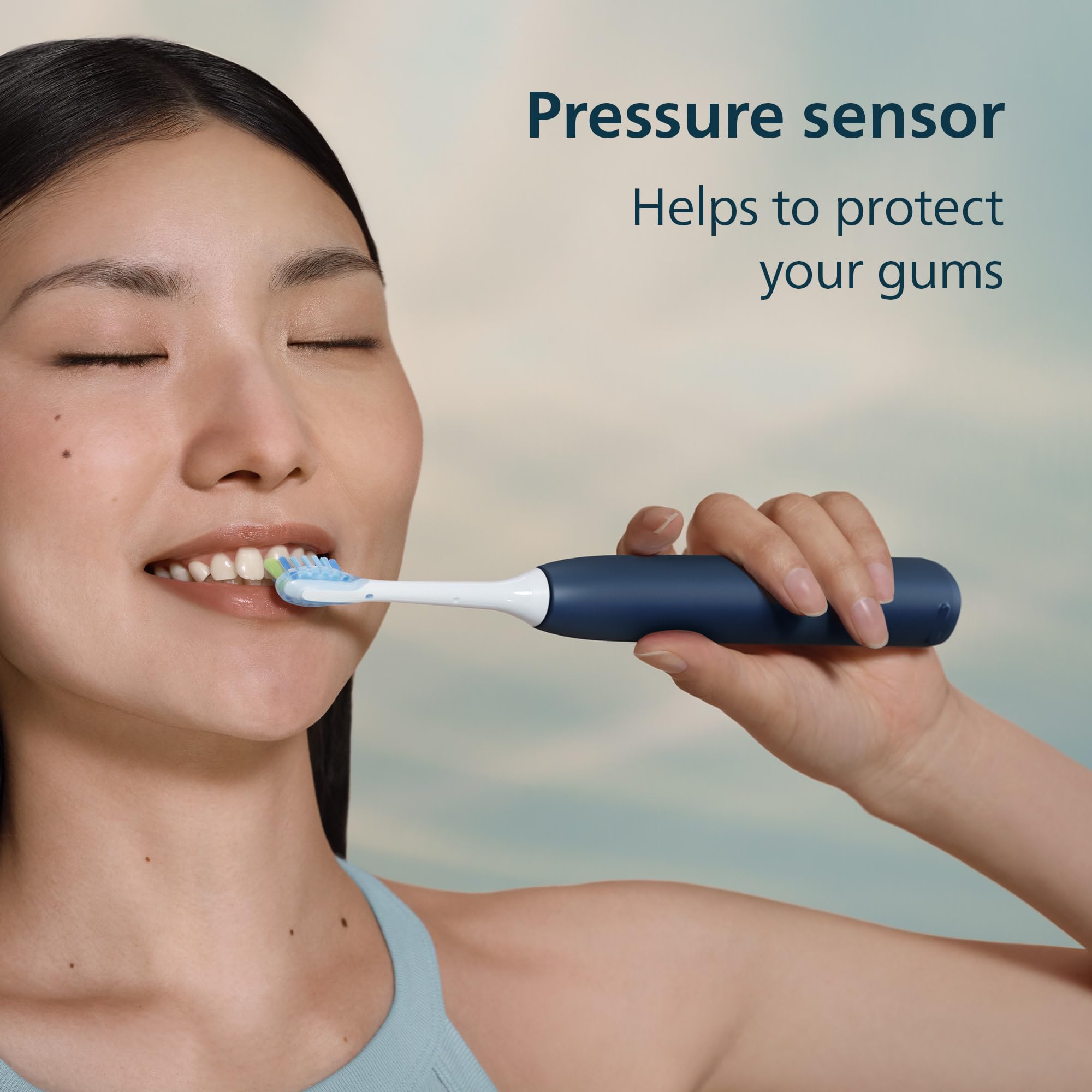 Philips Sonicare 5900 Series Electric Toothbrush, Pressure Sensor, 6 Brushing Settings, SmarTimer, BrushPacer, 21-Day Runtime, Gentle Professional-Clean Feel, for Sensitive Gums, Navy, HX7133/02