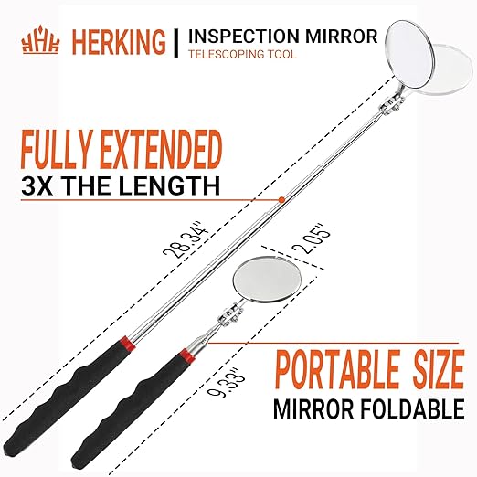 Mens Valentines Day Gifts - Telescoping Inspection Mirror, Round Mirror Tool, Birthday Gifts for Men, Mens Gifts for Dad, Him, Husband, Boyfriend, Handyman
