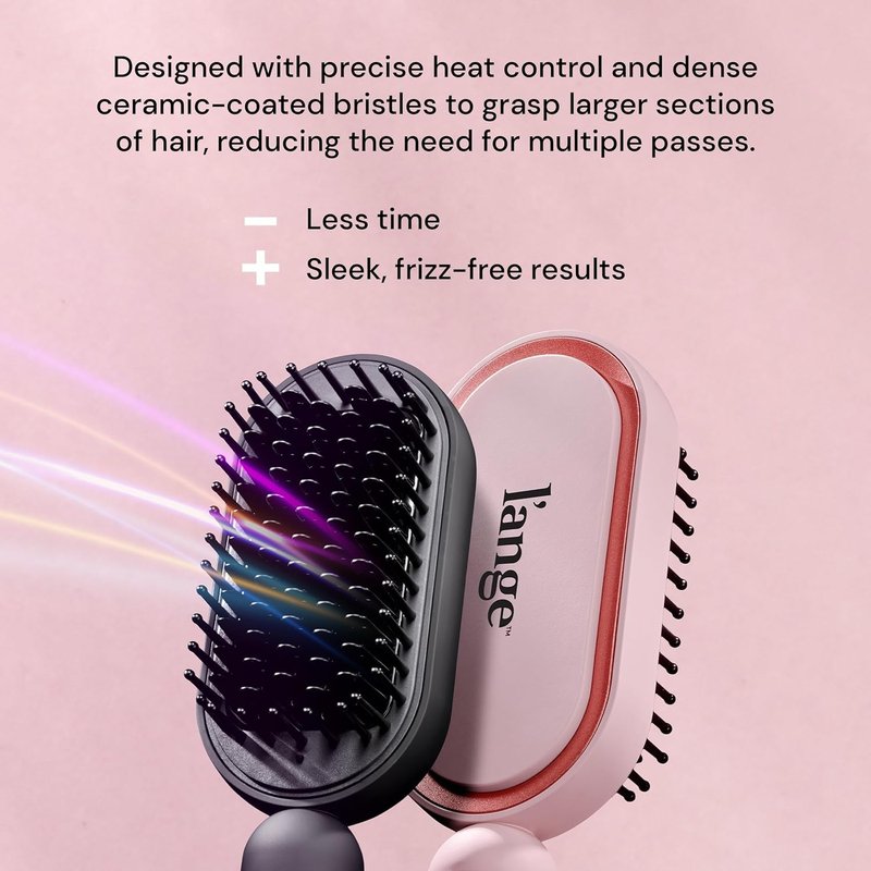 L'ANGE HAIR Mane Pass Straightening Hot Brush | Hair Straightening Brush with Ceramic Bristles & Negative Ion Technology | Adjustable Temp | Auto Shut-Off & Dual Voltage | (Black)