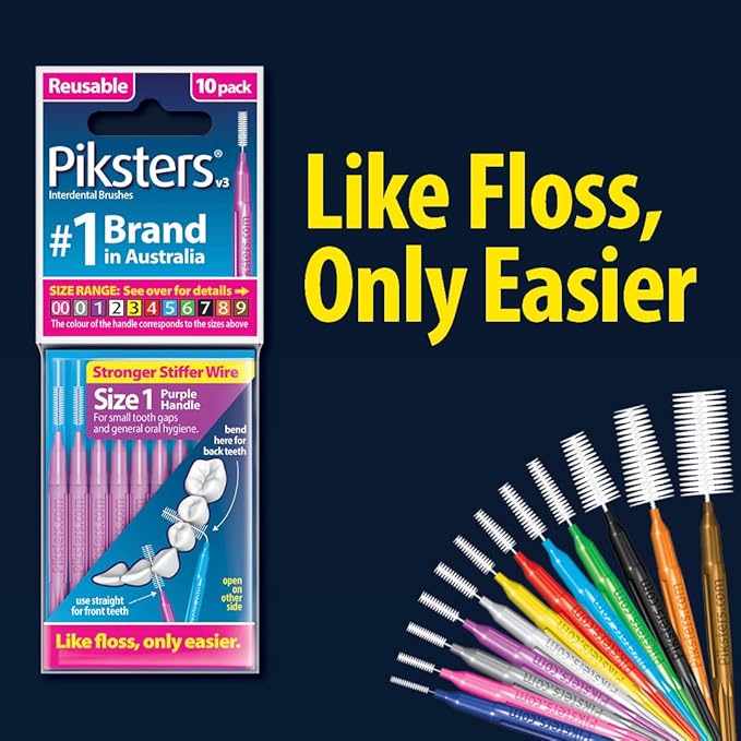 Piksters Interdental Brushes, 35 pk, Size 1, Interdental Tooth Brush for Tight Gaps, Gum Soft Bristles for Plaque Removal, Safe for Braces