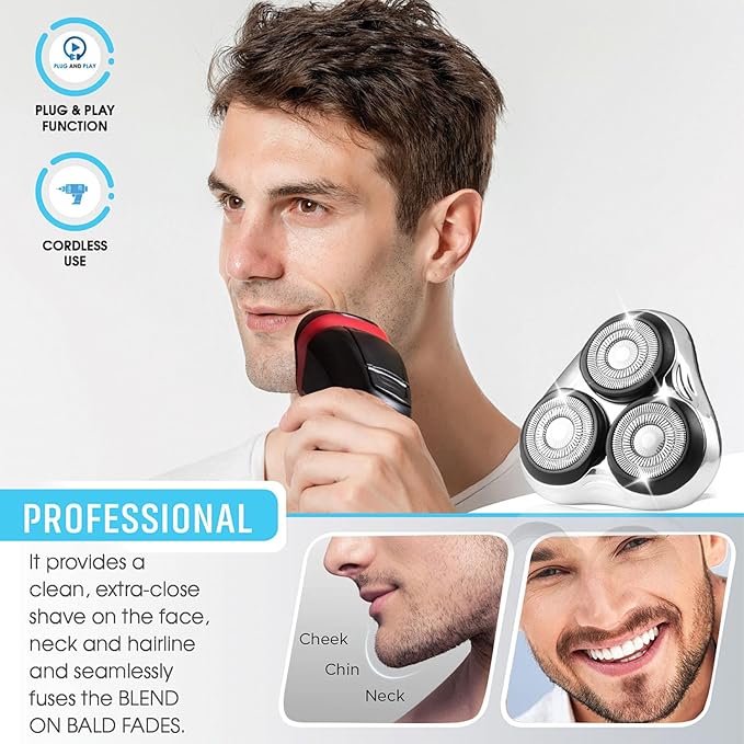 Universal Rotary Shaver Replacement Head Compatible with Remington Shaver Razor Parts for Series R3,R4,R5,R6,R7,R8,SP-3141 and SP-5161 Foils (Silver/2Pack)