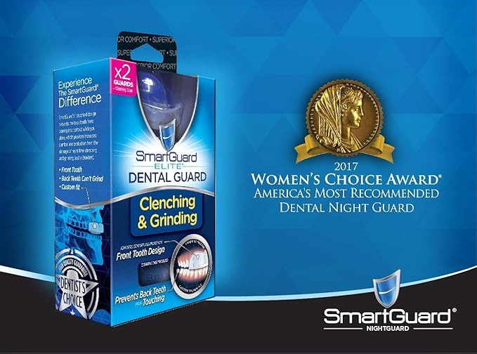 SmartGuard Dental Guard Night Guard for Clenching, Bruxism, and Grinding Dentist Designed Includes 2 Guards, 1 Travel Case, and a 60-Day Supply of Premium Cleaning Crystals