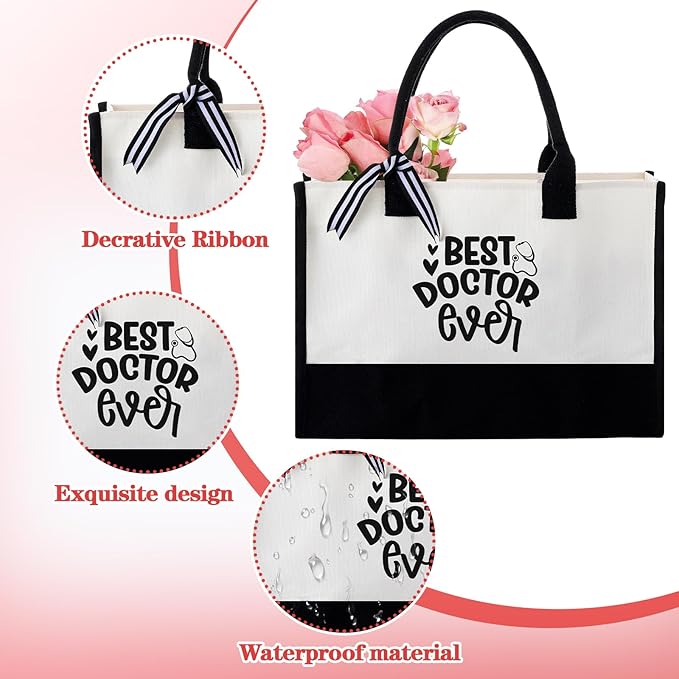 Geiserailie 8 Pcs Christmas Doctor Gifts for Women Including Large Tote Bag Cosmetic Bags Tumbler Cup Plush Socks Metal Keychain Card and Envelope for Doctor Thank You Gifts