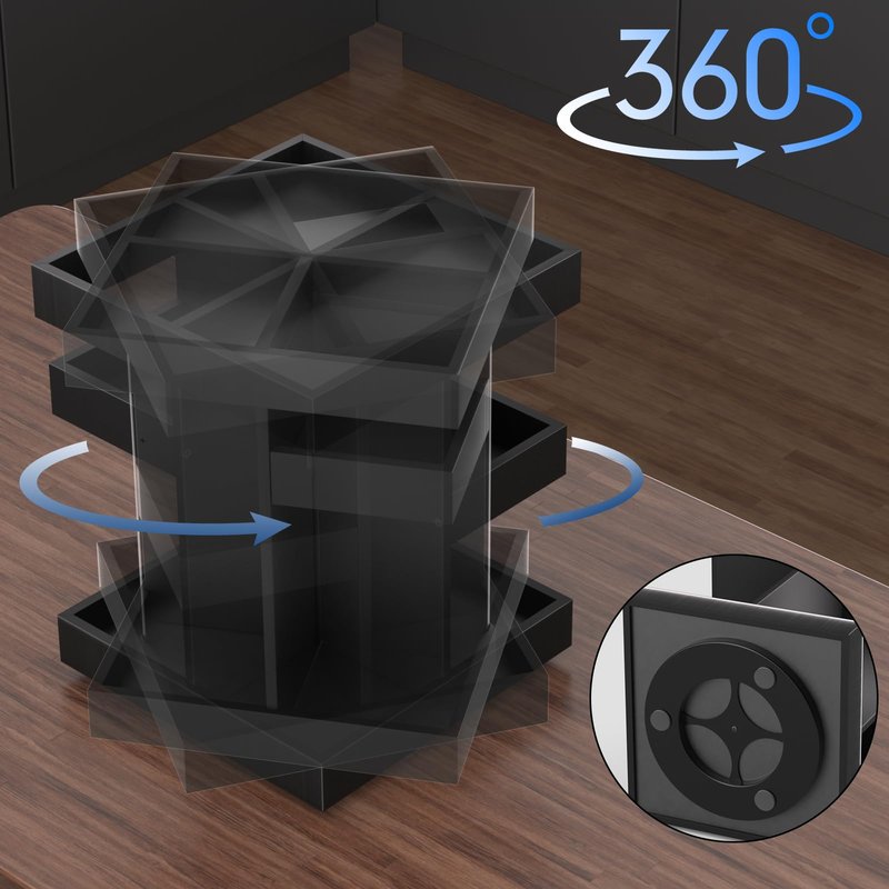 SNYTHX 360 Rotating Cologne Organizer for Men and Women, Large Wood Perfume Stand and Grooming Station for Bathroom Vanity & Dresser Countertop, Gift for Dad Husband Boyfriend, Black