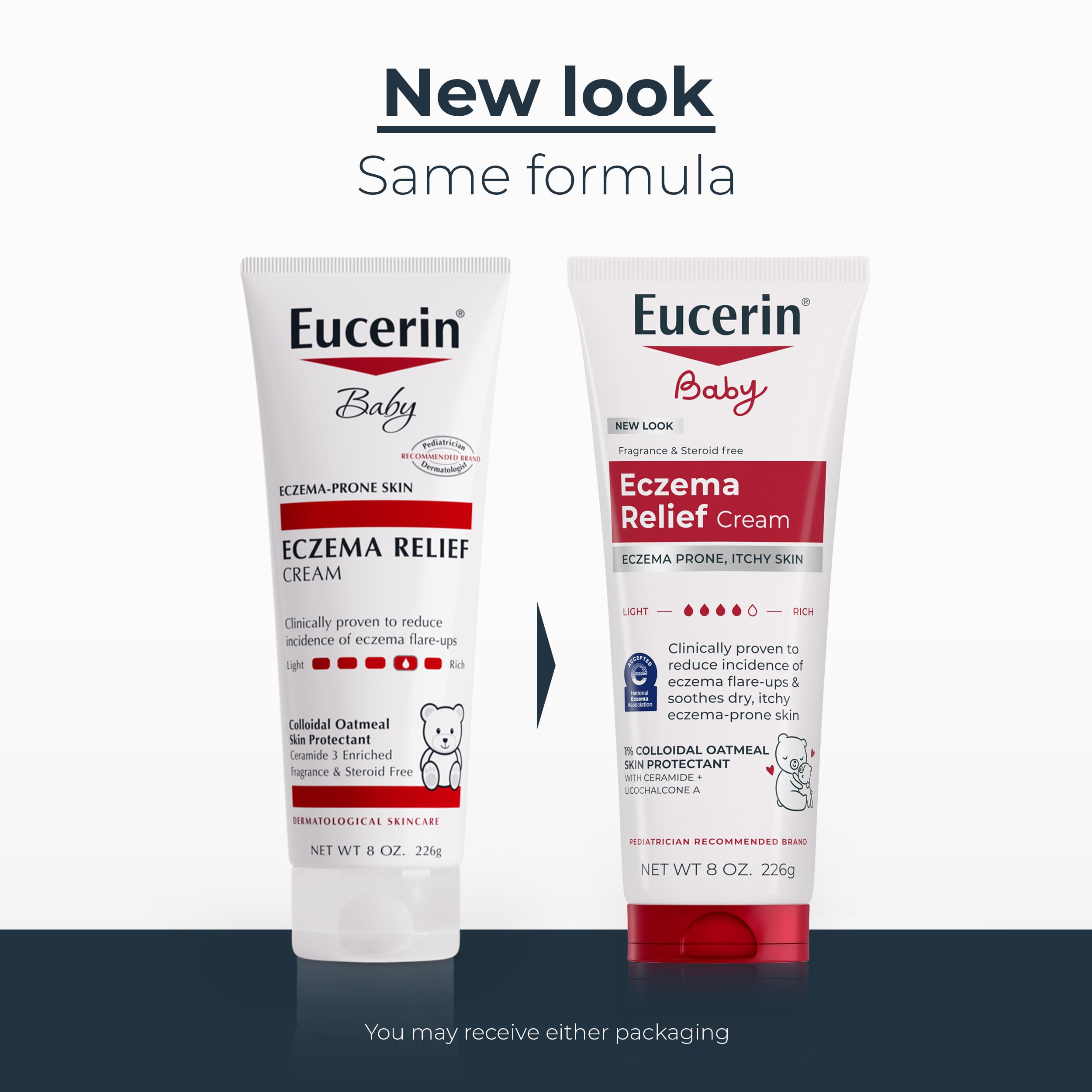 Eucerin Baby Eczema Relief Body Cream, Fragrance Free Baby Eczema Cream with Colloidal Oatmeal, Ceramide-3 and Licorice Root Extract, 8 Oz Tube