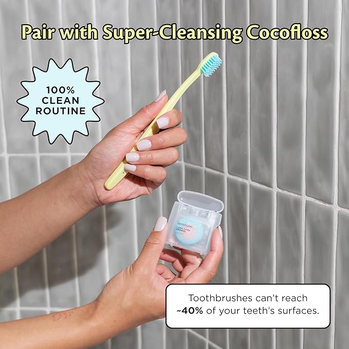 Cocofloss Cocobrush, Ultra-Soft Manual Toothbrush, Dentist-Designed, Gentle on Gums, Made from Recycled Plastic, Orange Zest
