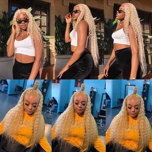 Condescension Human Hair Bundles 20 22 24 Inch Blonde 613 Deep Wave Bundles Human Hair Unprocessed Brazilian Virgin Quick Weave Hair for Black Women