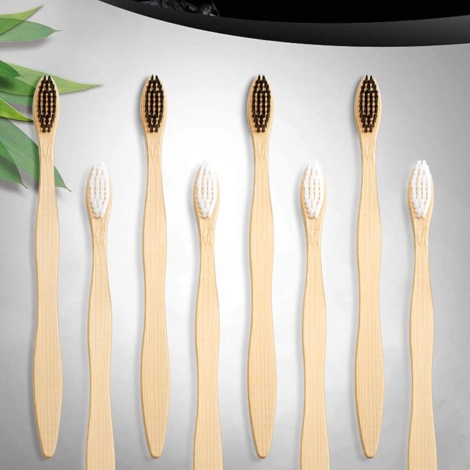 Boao 20 Count Bamboo Toothbrushes Soft Bristle Wooden Charcoal Toothbrushes Bulk for Adults Reusable Travel