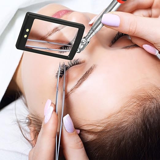 Tatuo 2 Pieces LED Mirror Inspection Telescoping Round Square Mirror Inspection Tool for Check The Condition of Vehicle, Observe The Eyelashes, Mouth and Other Small Parts